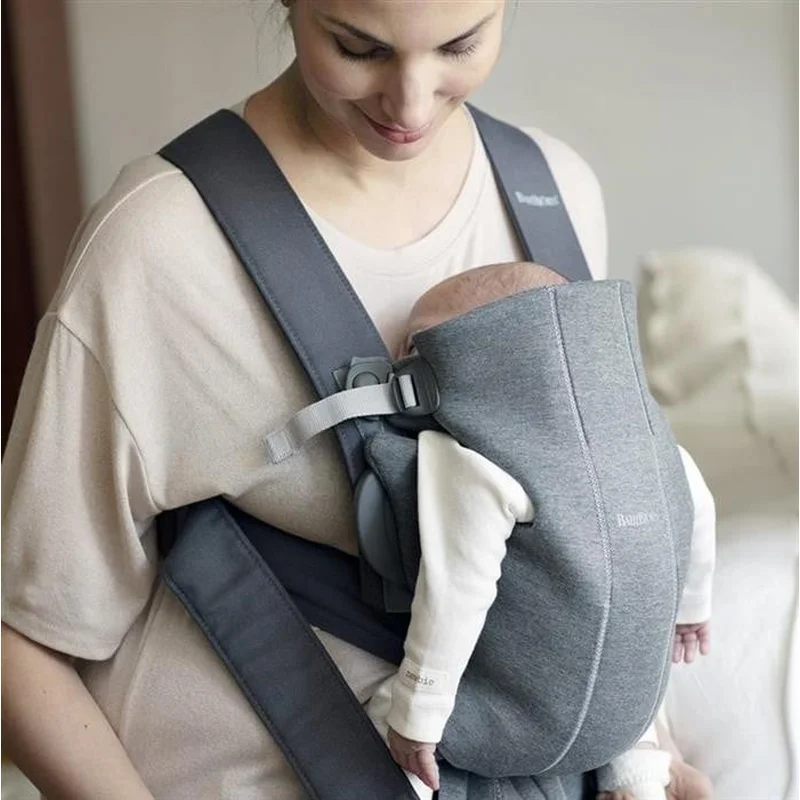 Marsupiu anatomic Mini BabyBjorn, cu pozitii multiple de purtare – Dark Grey, 3D Jersey [2]