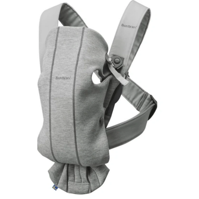 Marsupii si hamuri - Marsupiu anatomic Mini BabyBjorn, cu pozitii multiple de purtare – Light Grey, 3D Jersey