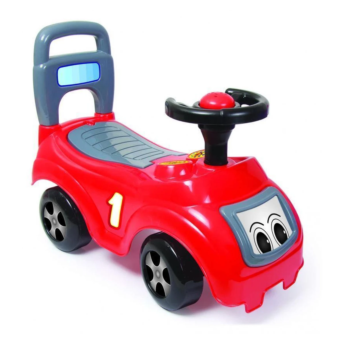 Masinute de impins pentru copii - Masina fara pedale rosie DOLU cu volan si spatiu depozitare