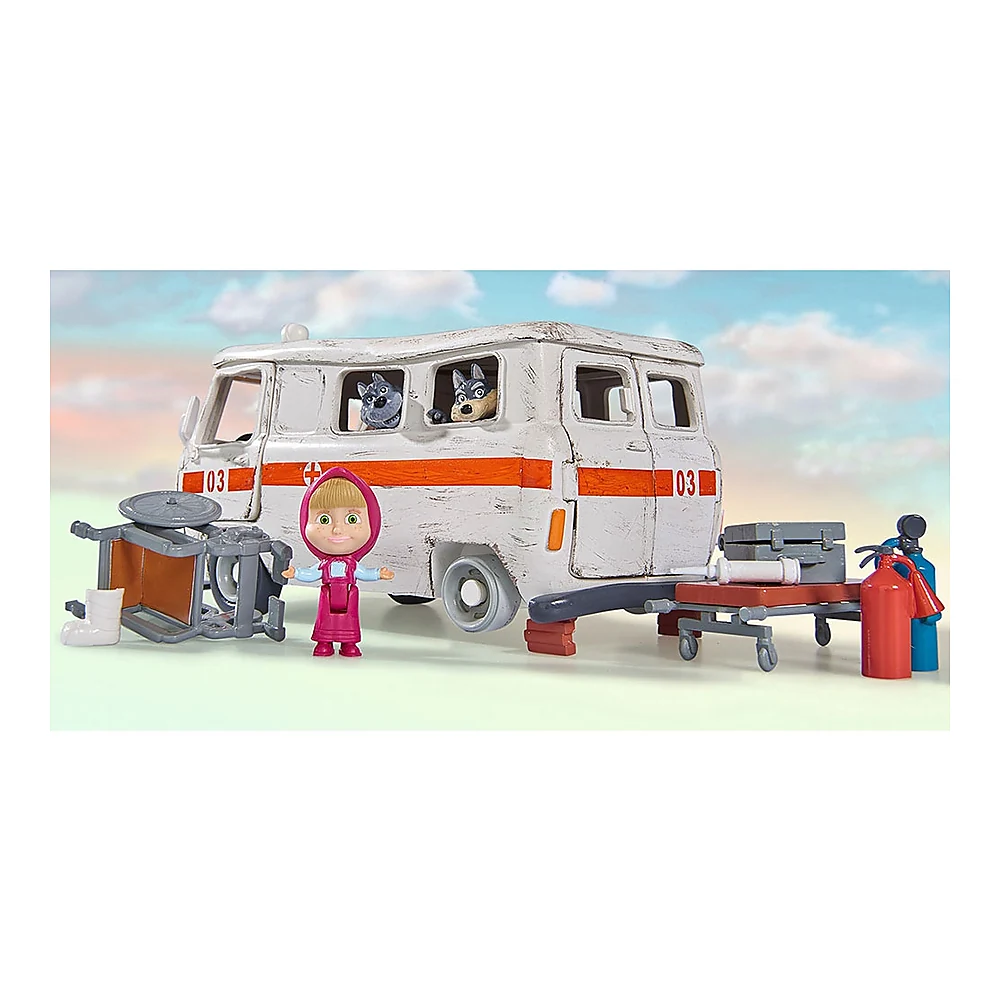 Masina Simba Masha and the Bear Ambulance cu accesorii [4]