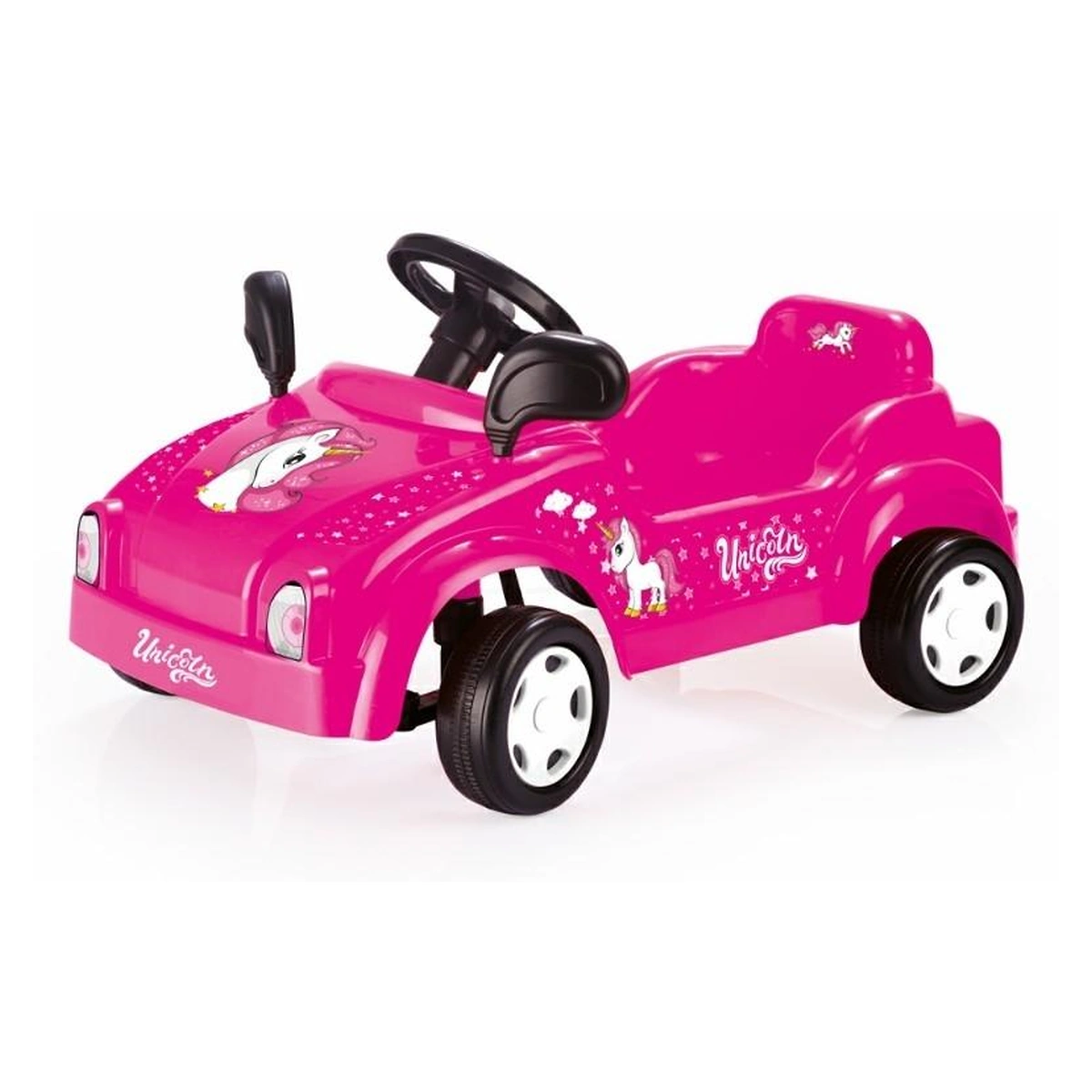 Masinute de impins pentru copii - Masina cu pedale Unicorn DOLU 3 ani+ cu claxon si oglinzi