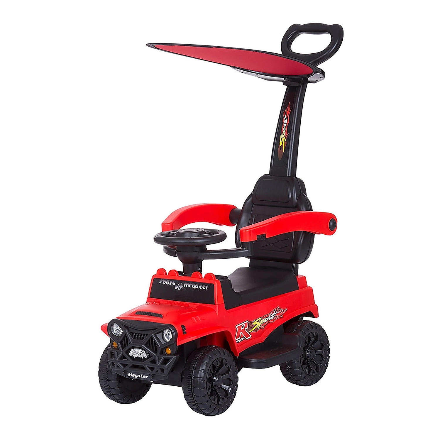 Masinute de impins pentru copii - Masinuta de impins Chipolino Safari red cu maner si copertina