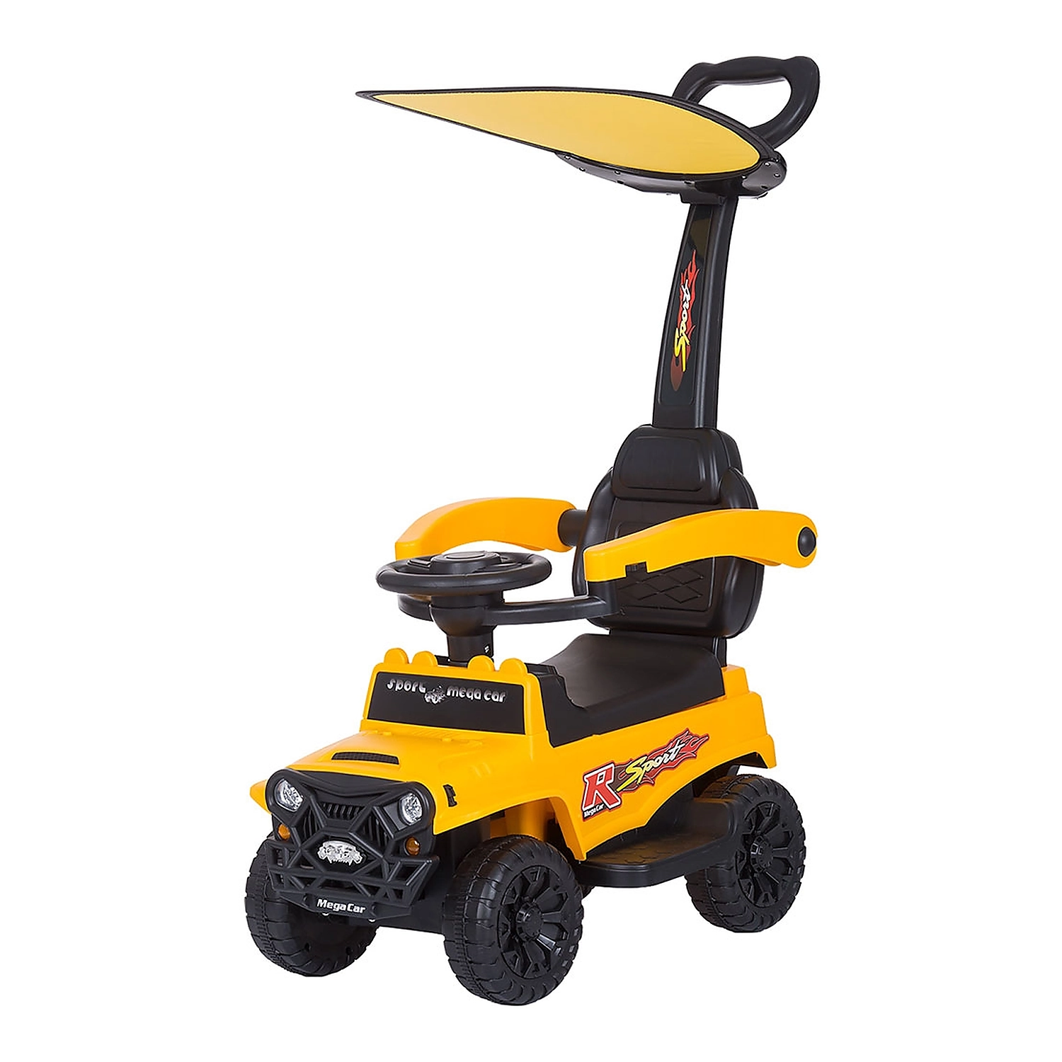 Masinute de impins pentru copii - Masinuta de impins Chipolino Safari yellow cu maner si copertina