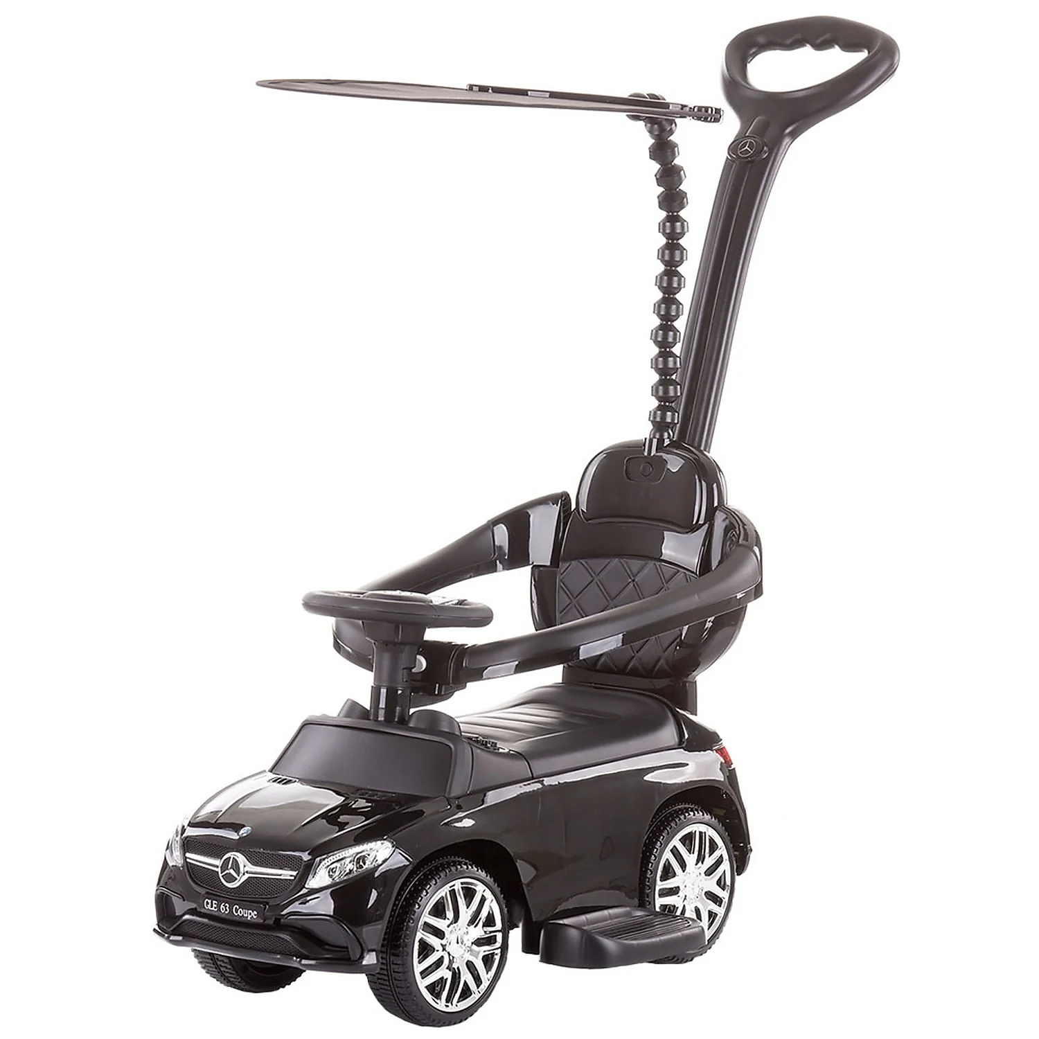 Masinute de impins pentru copii - Masinuta de impins Mercedes AMG GLE 63 Coupe black cu maner si copertina