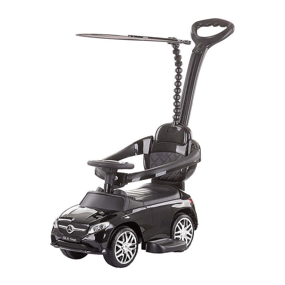 La plimbare - Masinuta de impins Mercedes AMG GLE 63 Coupe black cu maner si copertina