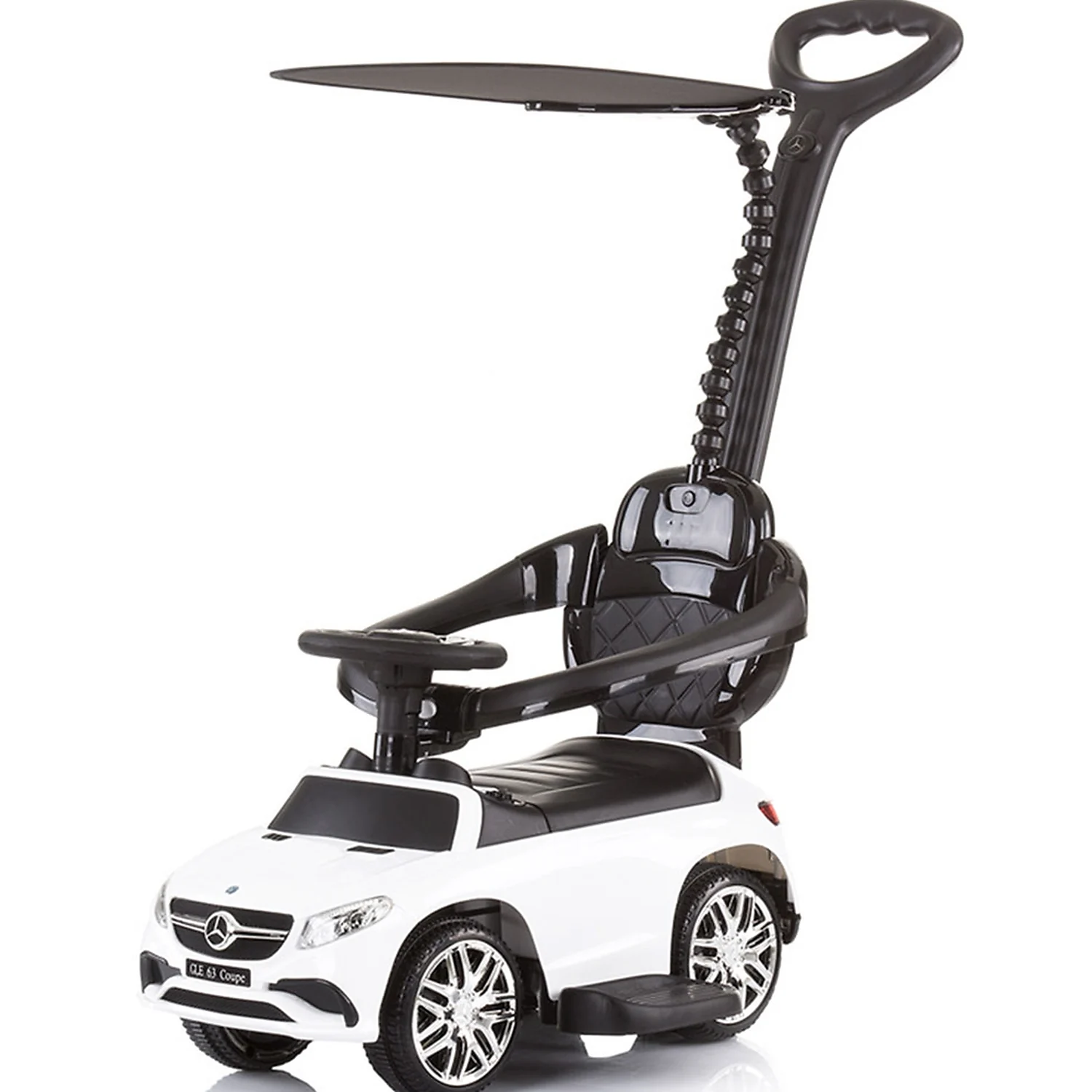 Masinute de impins pentru copii - Masinuta de impins Mercedes AMG GLE 63 Coupe white cu maner si copertina