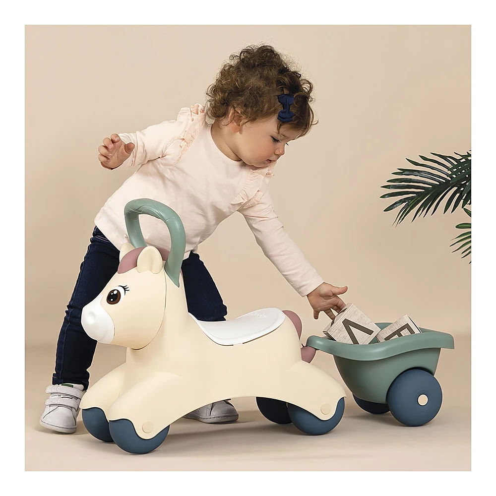 Masinuta de impins Smoby Pony cu remorca [8]