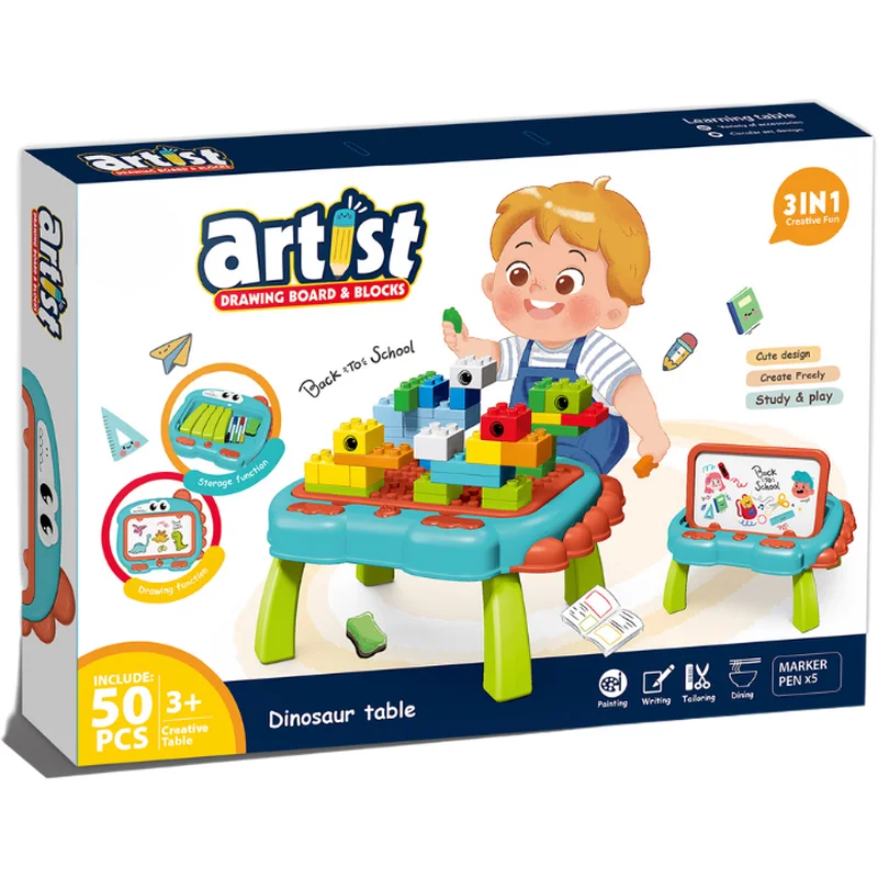 Masuta multifunctionala 3 in 1 pentru constructie - Dinozaur [2]