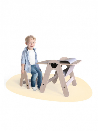 Masuta si tabla 2 in 1 cu scaunel MamaToyz Massam, Ursulet [3]