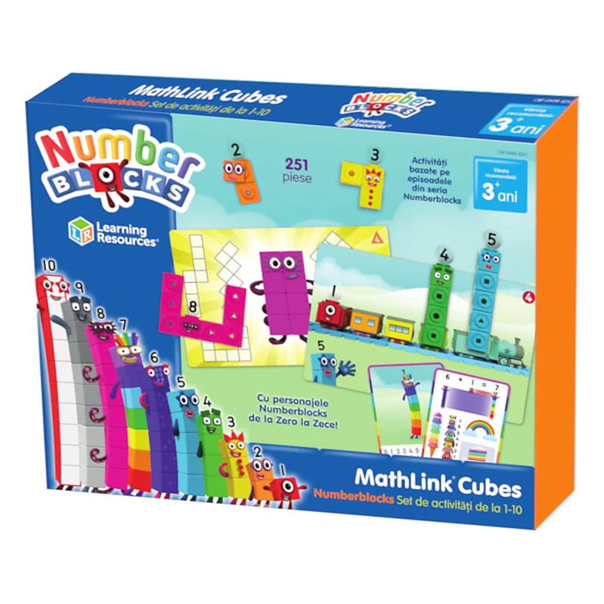 Jocuri si creativitate - MathLink®Cubes Numberblocks in romana - Set de activitati de la 1 - 10