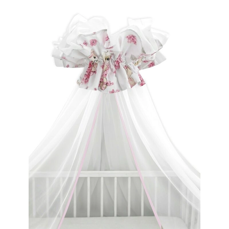 Camera copilului - Baldachin mare din tull, Cu funda din bumbac, 400x170 cm, Pink Ballerina
