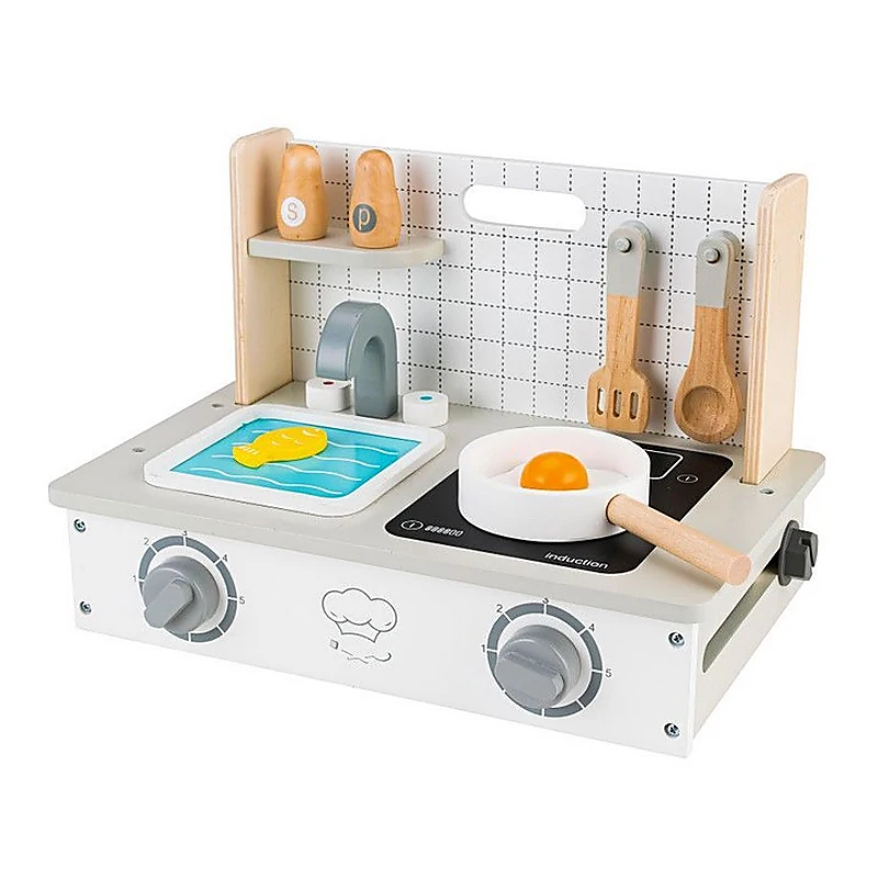 Bucatarii de joaca din lemn - Mini bucatarie din lemn cu accesorii - Ecotoys