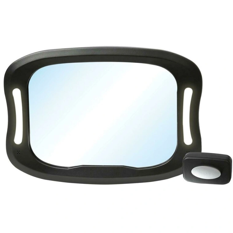 In masina - Oglinda auto, FreeON, Pentru masina, Cu iluminare LED, Include telecomanda, 28x21 cm, Black