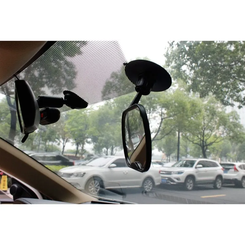 Oglinda auto retrovizoare, Petite&Mars, Rotativa 360 Oskar, Cu montare pe parbriz si la parasolare, 10 x 7 cm, Negru [4]