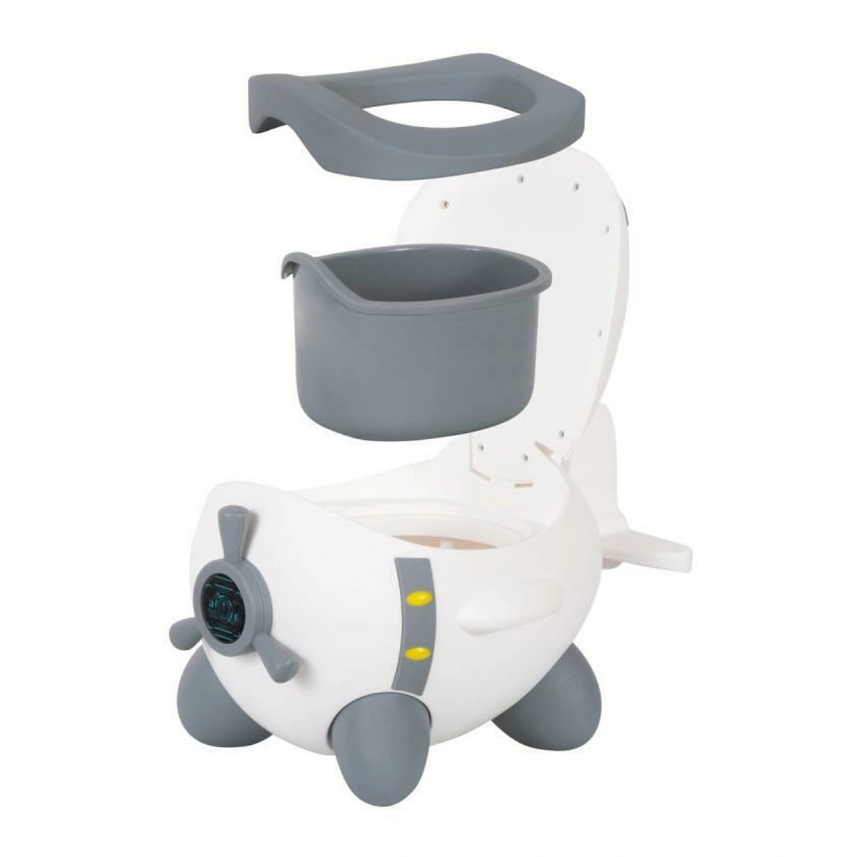 Olite si reductoare toaleta - Olita copii Potty Plane, FreeON, forma de avion, 32 x 28 x 41 cm, White/Grey