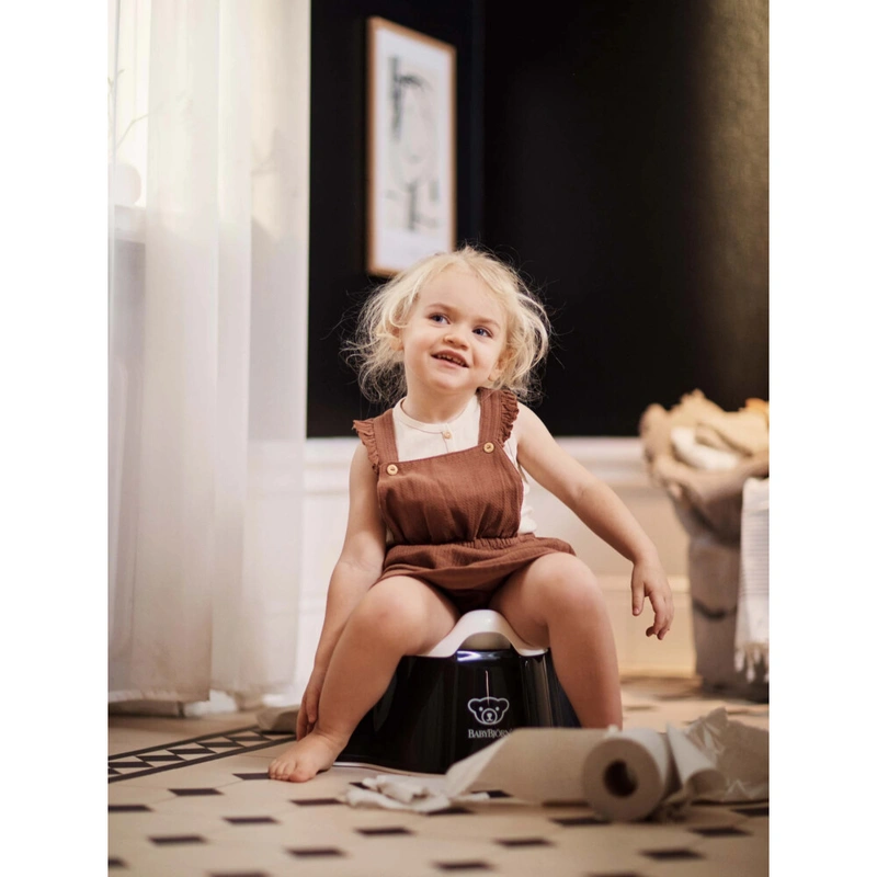 Olita cu protectie spate Potty Chair Black/White [2]