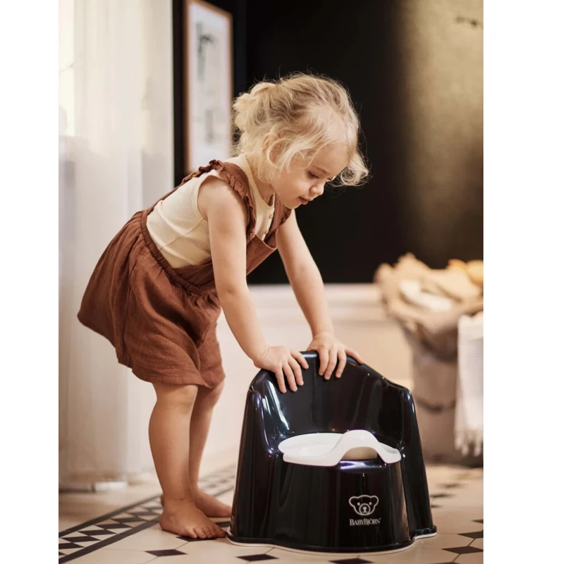 Olita cu protectie spate Potty Chair Black/White [1]