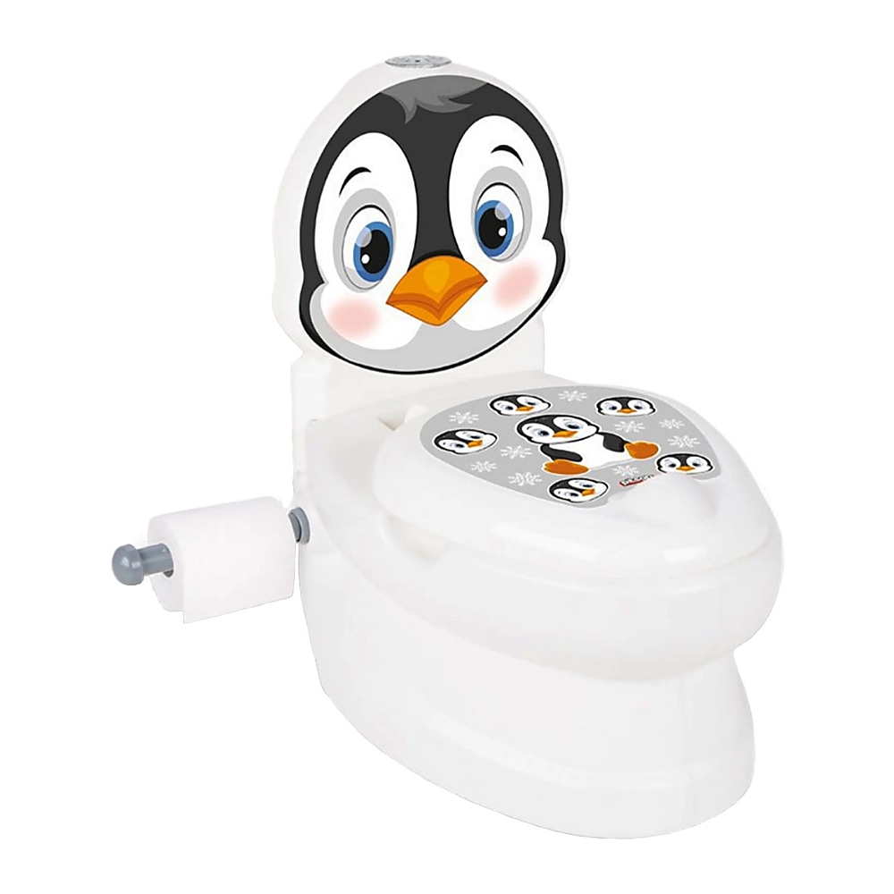 Olite si reductoare toaleta - Olita educativa pinguin cu sunet, capac si suport hartie