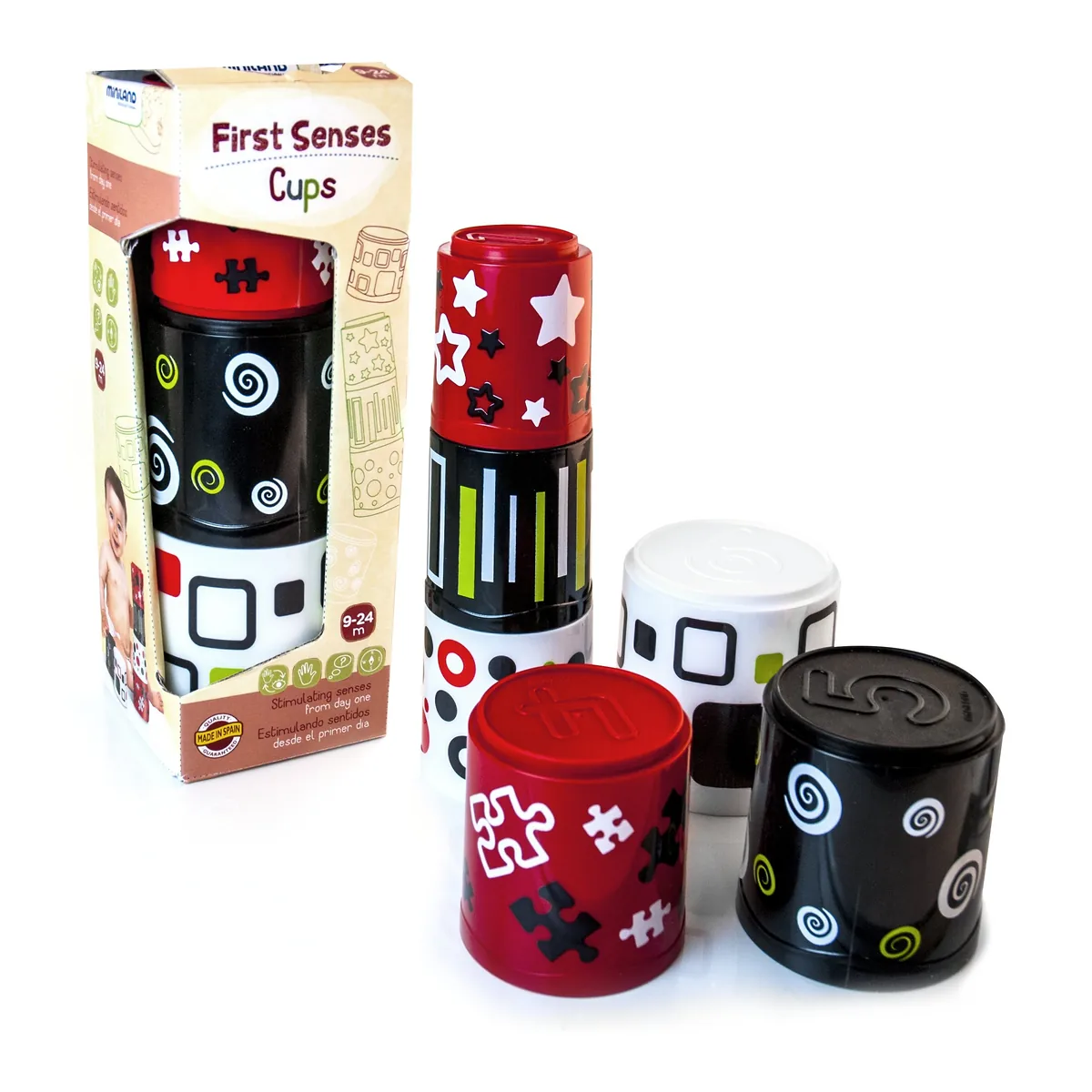 Jucarii bebelusi - Pahare de stivuit First Senses - Miniland