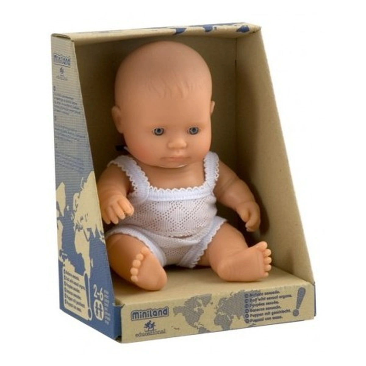 Papusi bebelus - Papusa Baby european fata Miniland 21cm