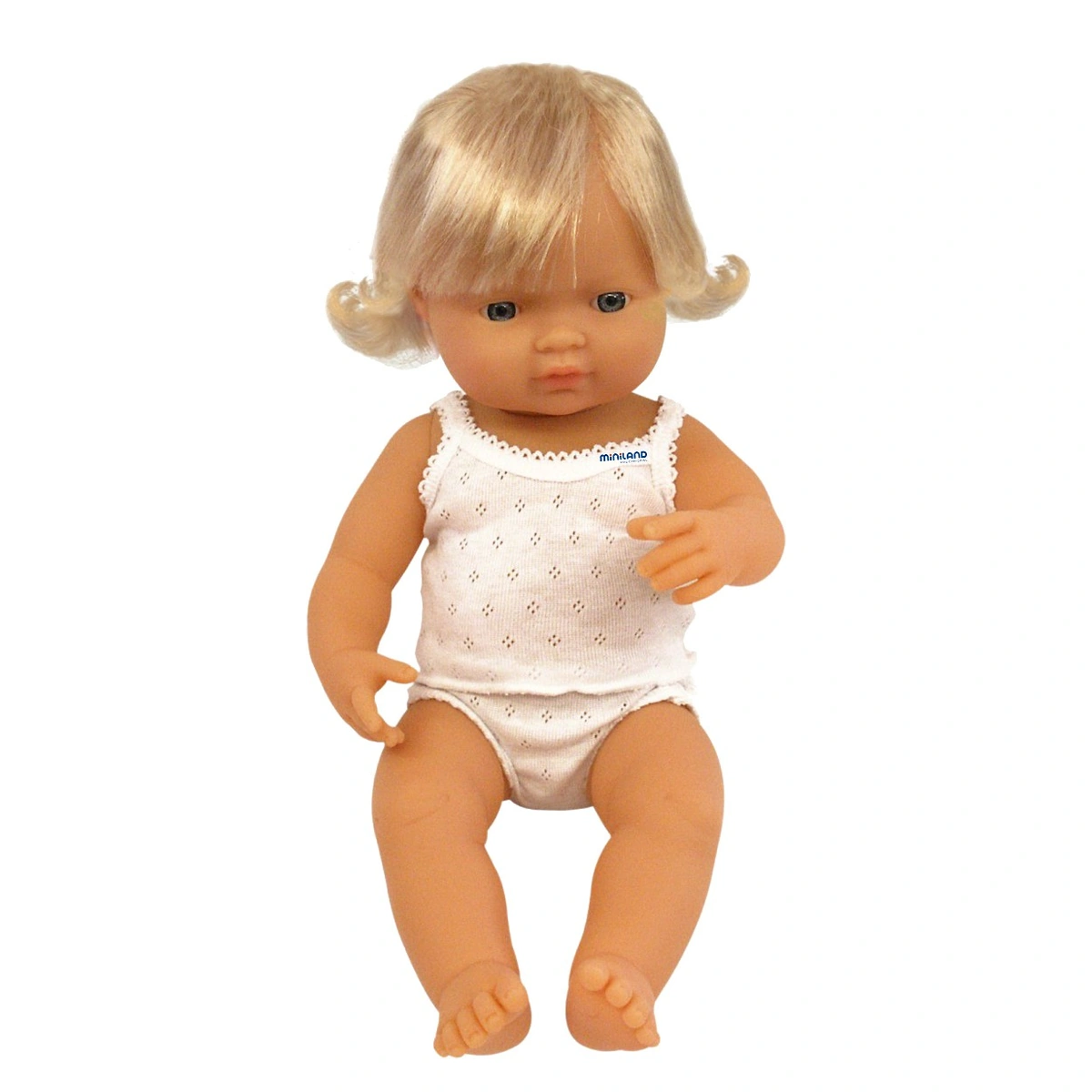 Papusi bebelus - Papusa Baby european fata Miniland 38 cm