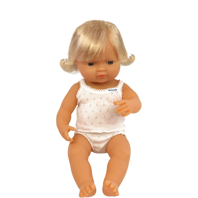 Jucarii - Papusa Baby european fata Miniland 38 cm