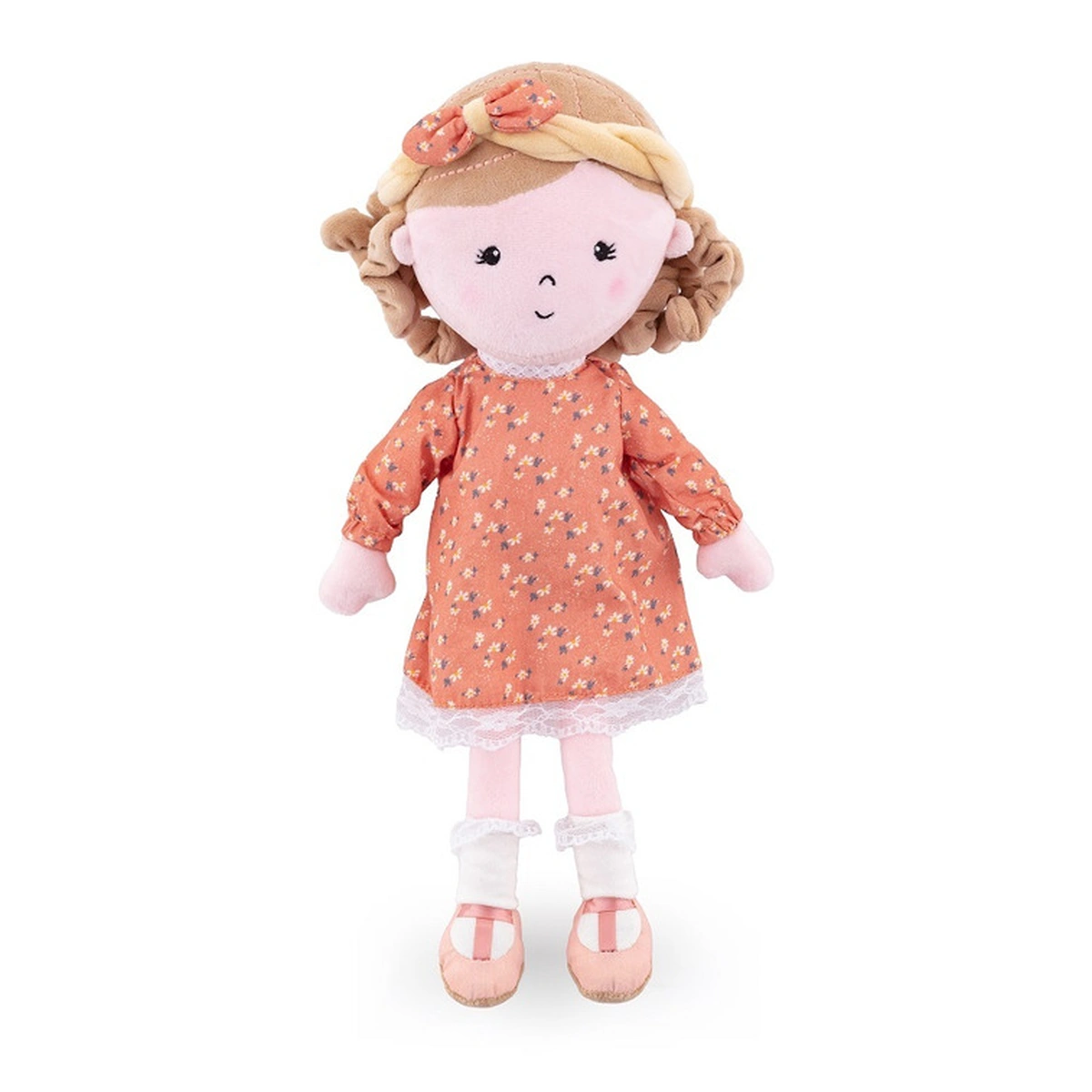 Papusi textile - Papusa, Petite&Mars, Sophie 14 x 34 cm, 0 luni+, Ambalaj cu mini puzzle din carton, 35 cm, Roz