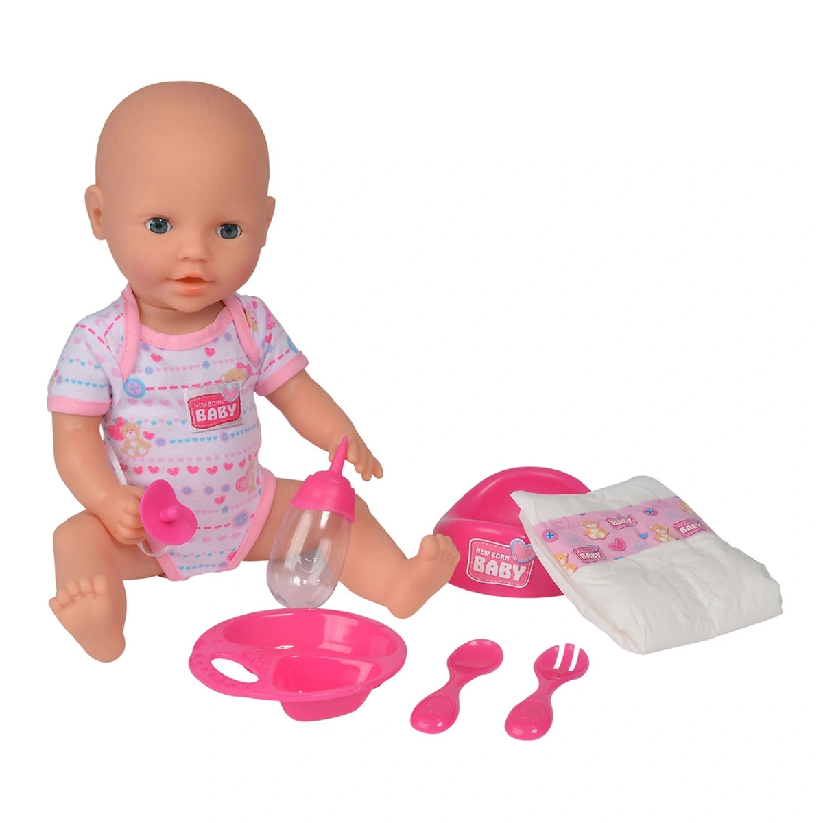 Papusi bebelus - Papusa Simba New Born Baby 38 cm Bebe cu olita si accesorii