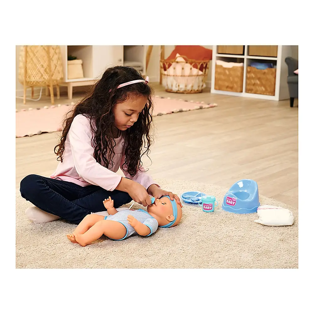 Papusa Simba New Born Baby, Baby Doll 43 cm cu accesorii albastru [7]