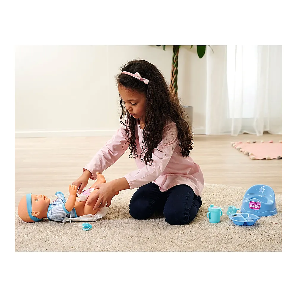 Papusa Simba New Born Baby, Baby Doll 43 cm cu accesorii albastru [8]