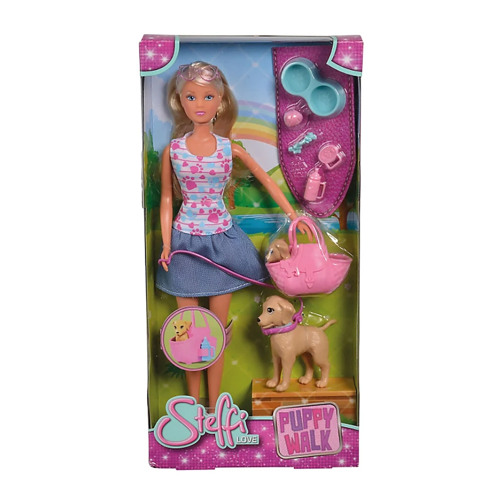 Papusa Simba Steffi Love Puppy Walk 29 cm cu 2 figurine si accesorii [3]
