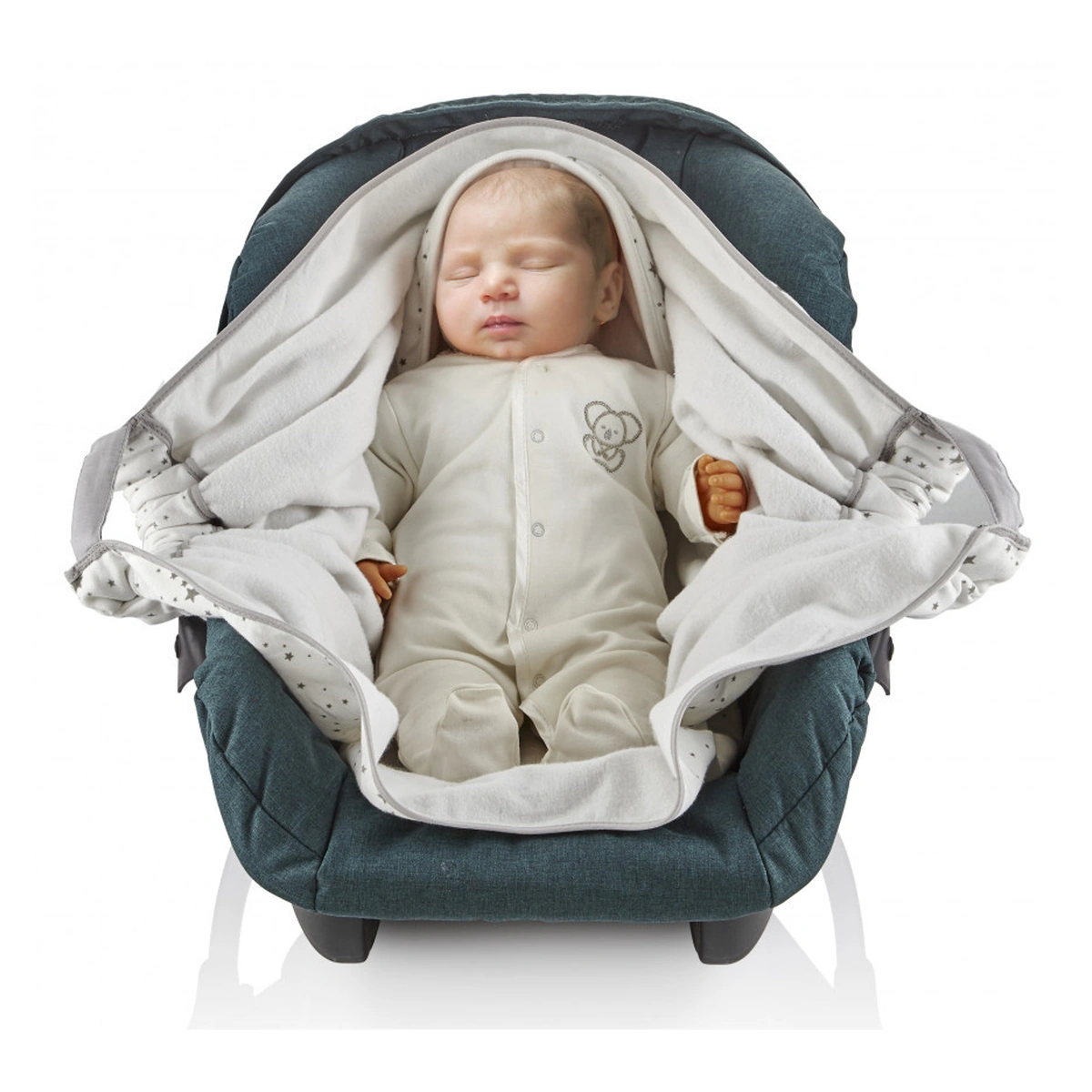 Saci de iarna pentru carucior - Paturica cu sistem multifunctional BabyJem Carrier Alb pentru transport bebelusi