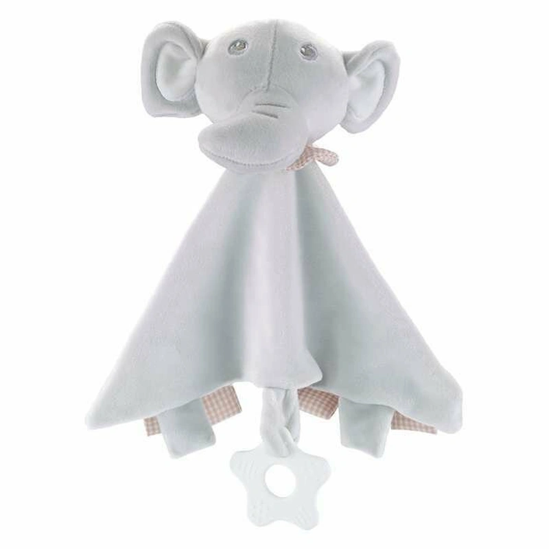 Paturica, Free2Play, Elephant, Moale, Cu zornaitoare, Cu jucarie dentitie, 33 x 33 x 8 cm, Grey [1]