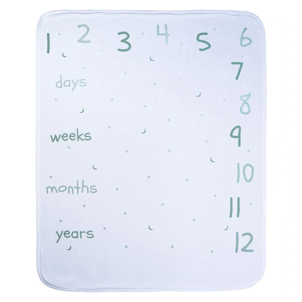 Paturici - Paturica moale, Bubaba, My first year, Din bumbac, 70x90 cm, Pentru momente memorabile, Imprimeu cu luni, saptamani si zile, 0 luni+, Mint/White