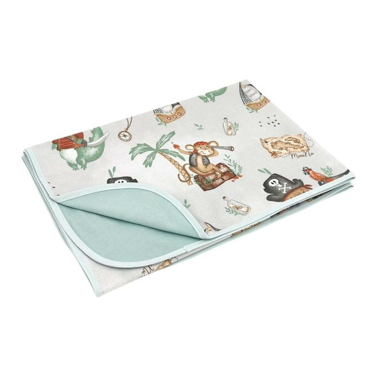 Paturici - Paturica moale, MimiNu, Cu doua fete, 75x100 cm, bumbac 100%, Pirates Natural