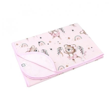 Camera copilului - Paturica moale, MimiNu, Cu doua fete, 75x100 cm, Little Ballerina Pink