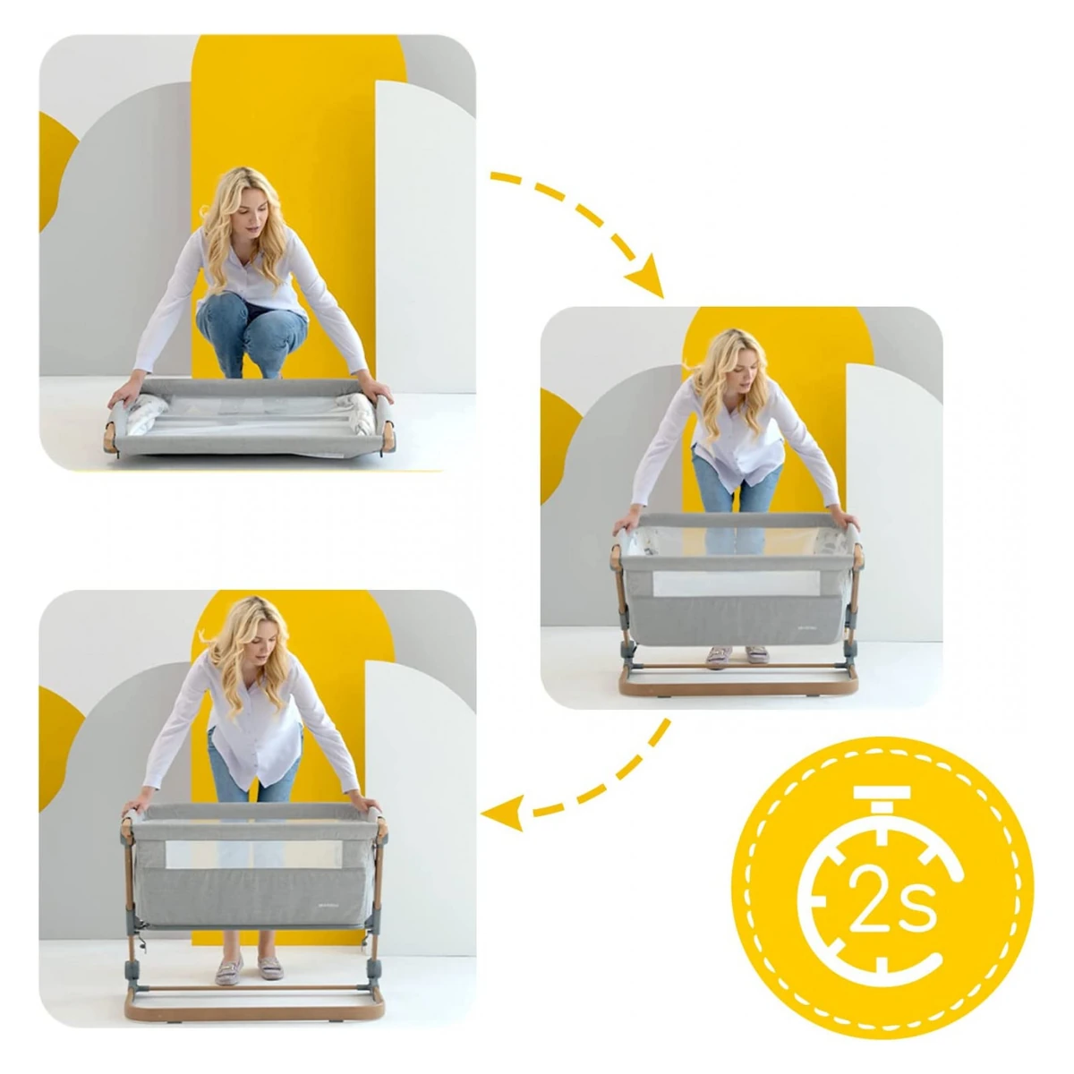 Patut 3 in 1 co-sleeping Skiddou Natt, Normandic Wood, Wood-gri [2]