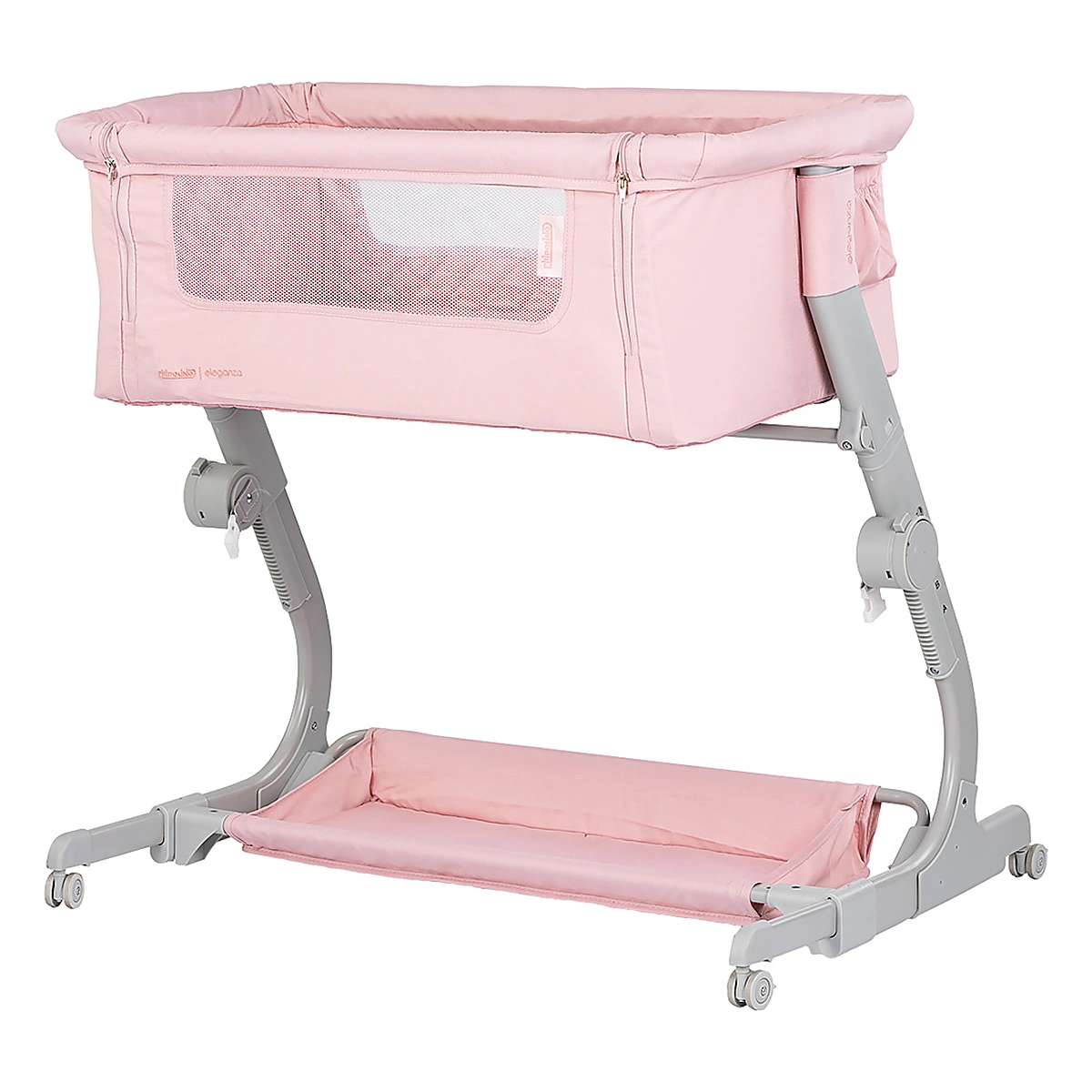 Patuturi co-sleeping - Patut co-sleeper Chipolino Eleganza cu laterala culisanta, Pink marshmallow