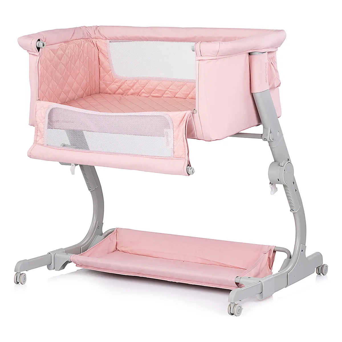 Patut co-sleeper Chipolino Eleganza cu laterala culisanta, Pink marshmallow 6 luni [1]