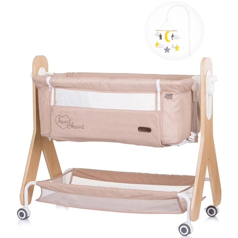 Camera copilului - Patut Co-Sleeper Chipolino Heart 2 Heart sand