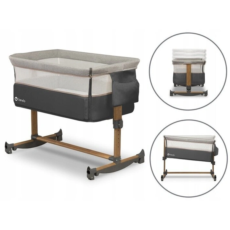 Patut co-sleeper Leonie Cu sistem de leganare, Grey Stone [3]