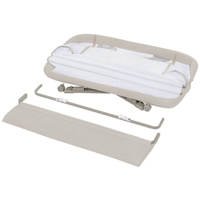 Patut co-sleeper Luna, 2 in 1, Cu laterala culisanta, Cu roti, Bej [13]