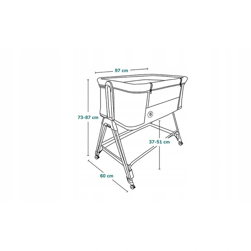 Patut co-sleeper Luna, 2 in 1, Cu laterala culisanta, Cu roti, Bej [24]