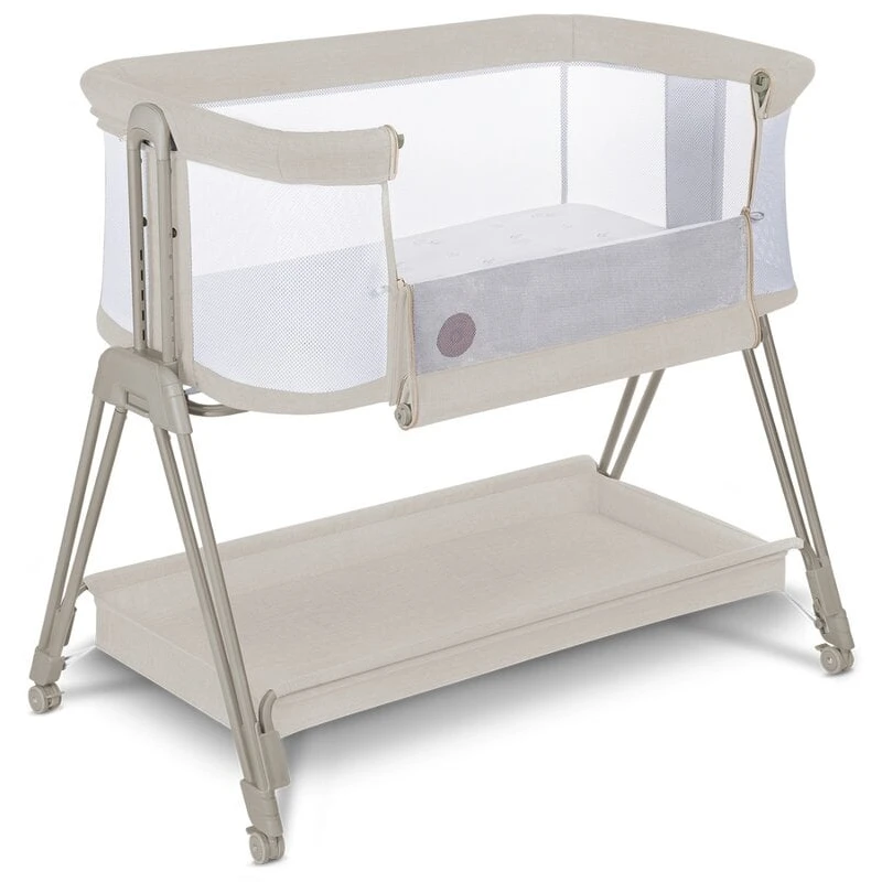 Patuturi co-sleeping - Patut co-sleeper Luna, 2 in 1, Cu laterala culisanta, Cu roti, Bej