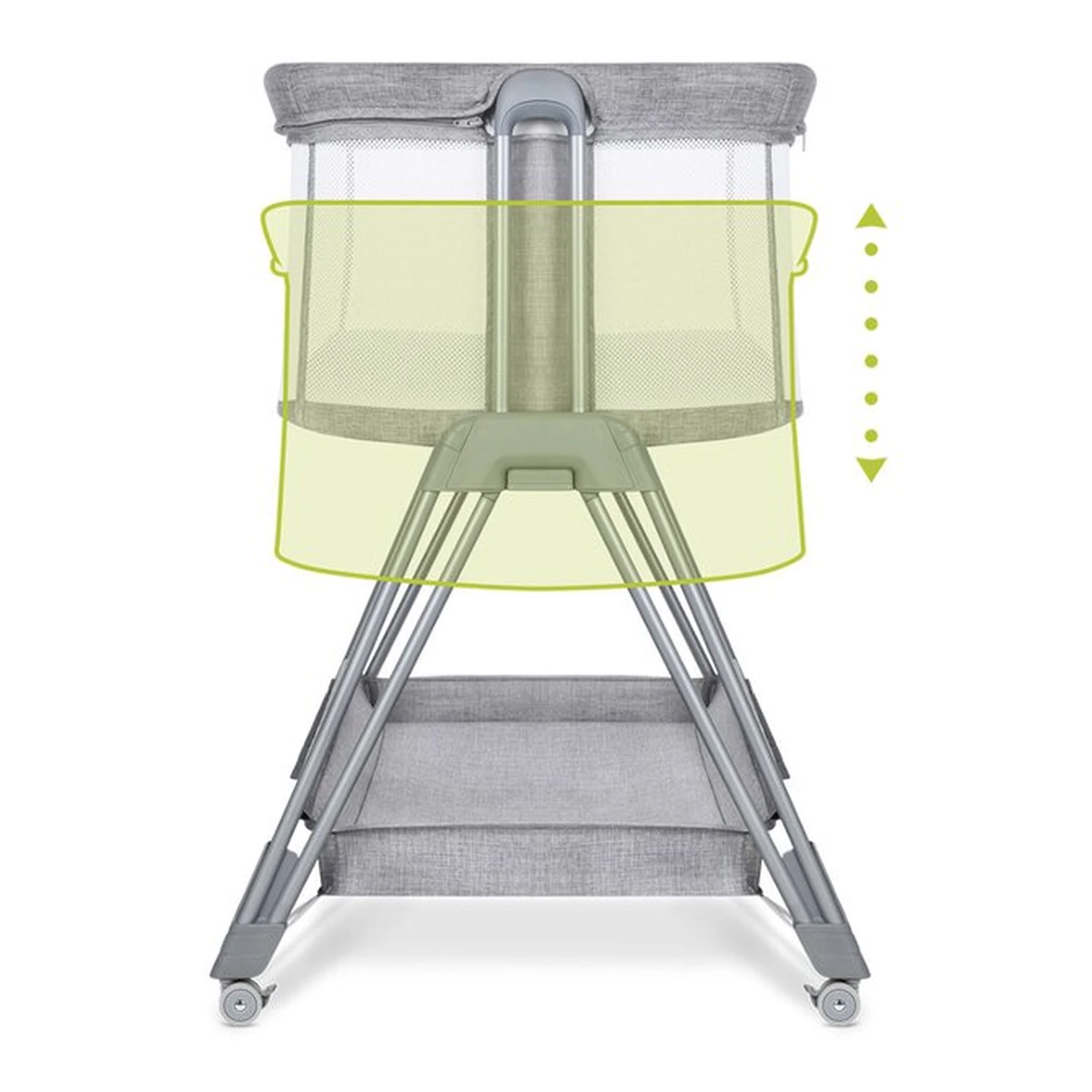 Patut co-sleeper Luna, 2 in 1, Cu laterala culisanta, Cu roti, Gri deschis Lionelo 24 luni [12]