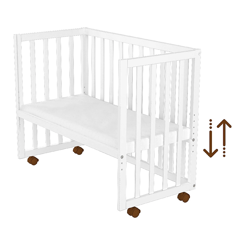 Patut copii din lemn co-sleeper Matei 94x46 cm alb [5]
