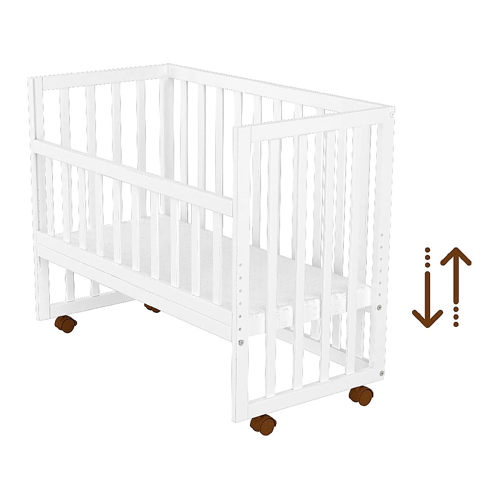 Patut copii din lemn co-sleeper Matei 94x46 cm alb [3]