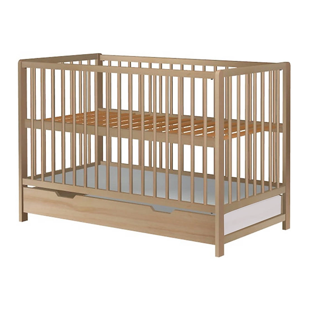 Patuturi din lemn - Patut copii din lemn Dominic 120x60 cm natur cu sertar