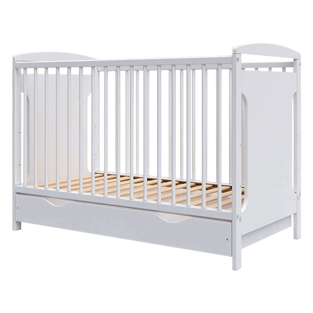 Patuturi copii - Patut copii din lemn Hubners Karly 120x60 alb cu sertar