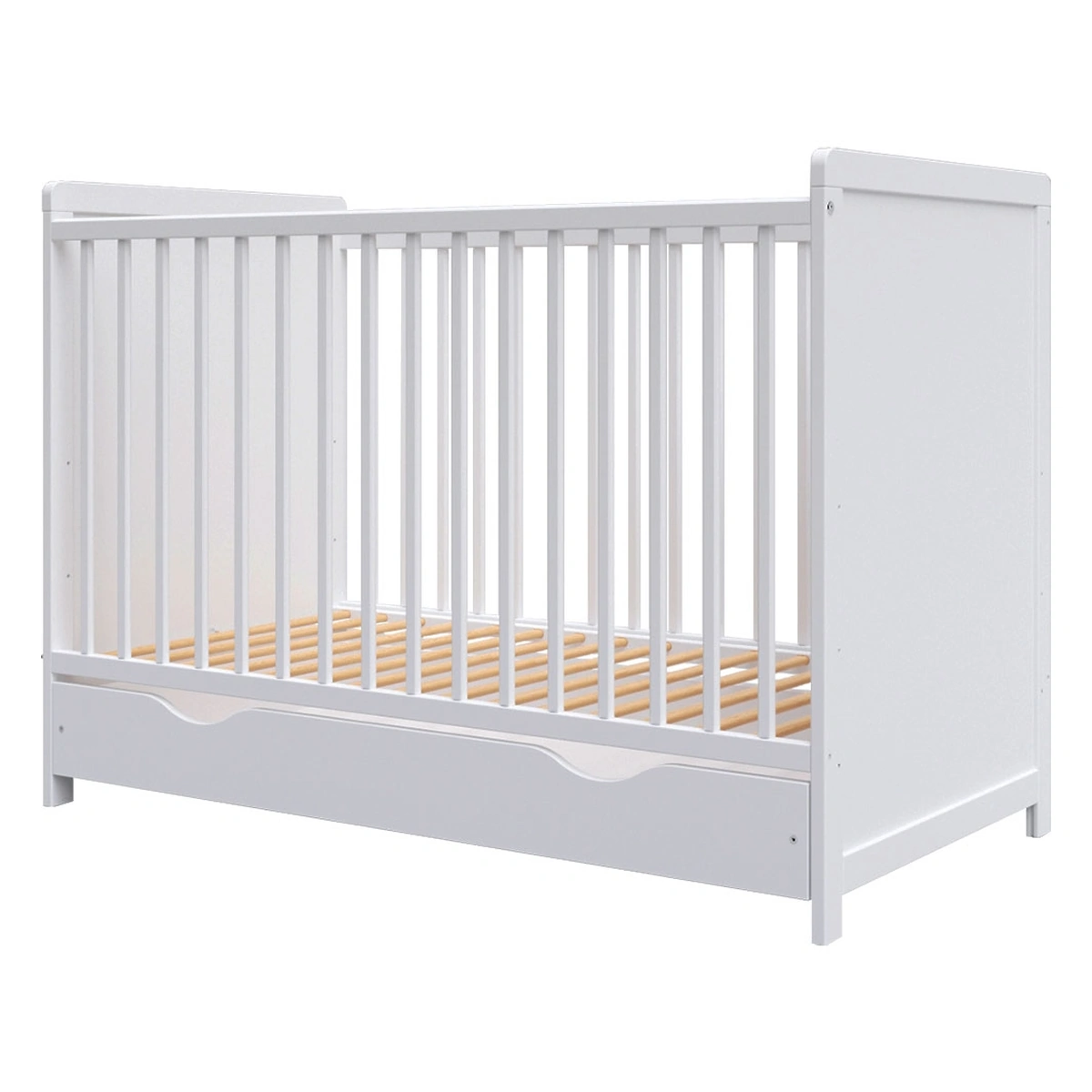 Patuturi copii - Patut copii din lemn Hubners Paula 120x60 alb cu sertar